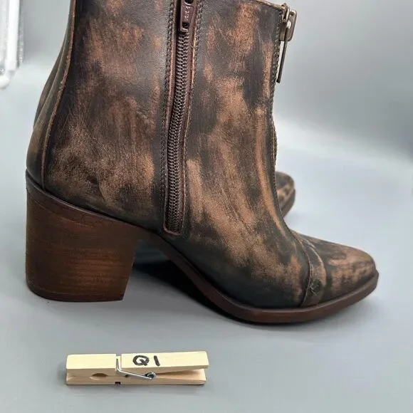 Freebird Claire Women's 8 Brown Leather Distressed Boot Zipper Pointed Western